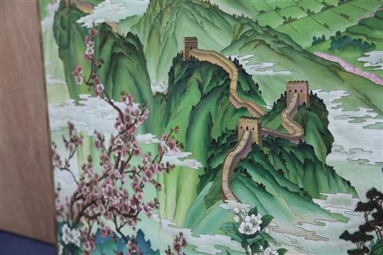 A large Chinese cloisonne enamel panel, late 20th century, 104 x 85cm